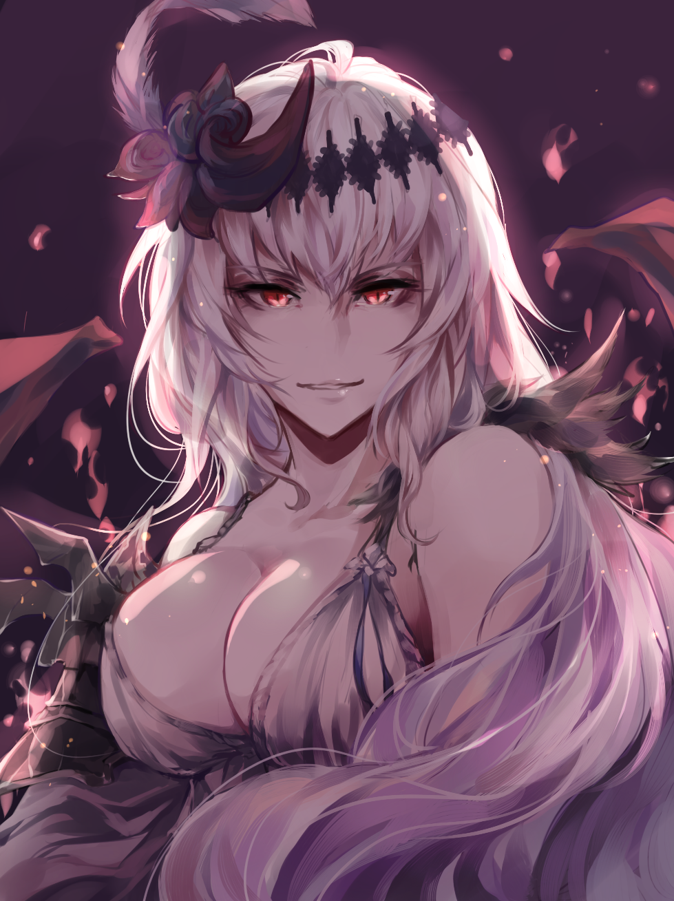 1girl, ahoge, armor, bangs, bare_shoulders, breasts, cleavage, fimyuan