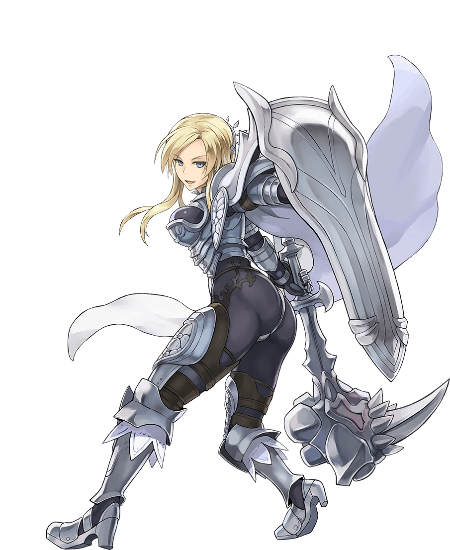 1girl, armor, armored_boots, ass, awakening_(sennen_sensou_aigis), blonde_hair, blue_eyes, boots