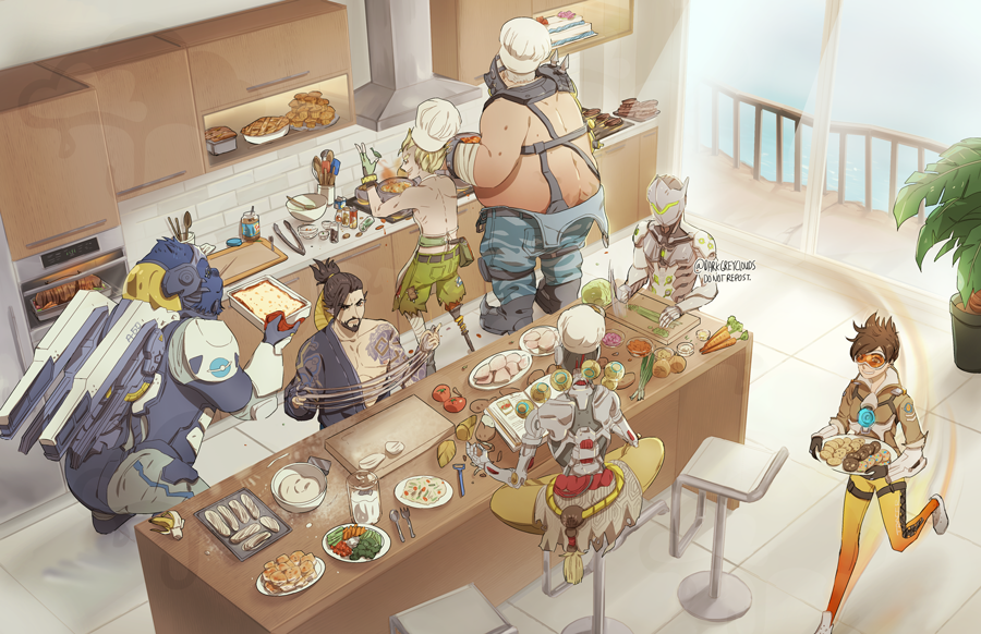 1girl, 6+boys, :d, apron, arm_tattoo, armor, asymmetrical_clothes, bandaged_leg