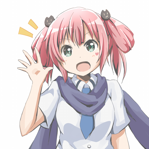 1girl, aqua_eyes, cat_hair_ornament, chuunibyou_demo_koi_ga_shitai!, dress_shirt, hair_ornament, hair_rings, necktie