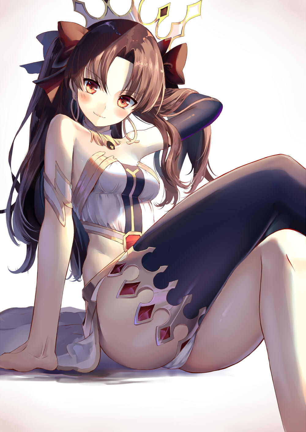 1girl, adjusting_hair, arm, arm_behind_head, arm_support, arm_up, armlet, ass