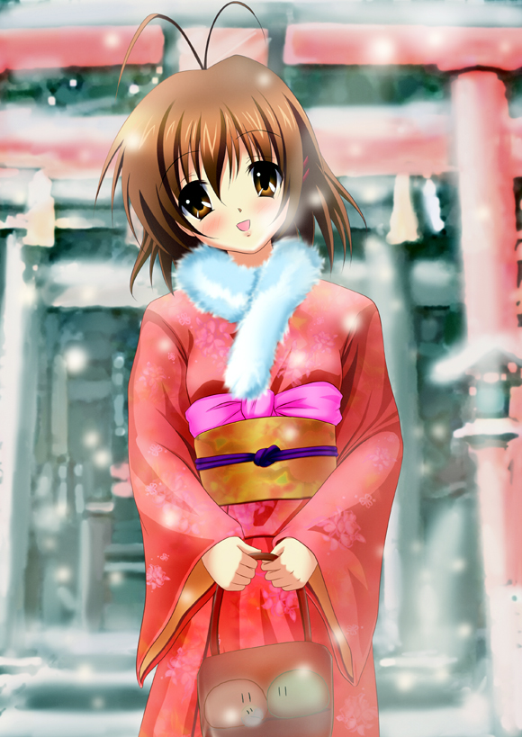 brown_hair, clannad, dango_daikazoku, furukawa_nagisa, japanese_clothes, kimono, new_year, nisson