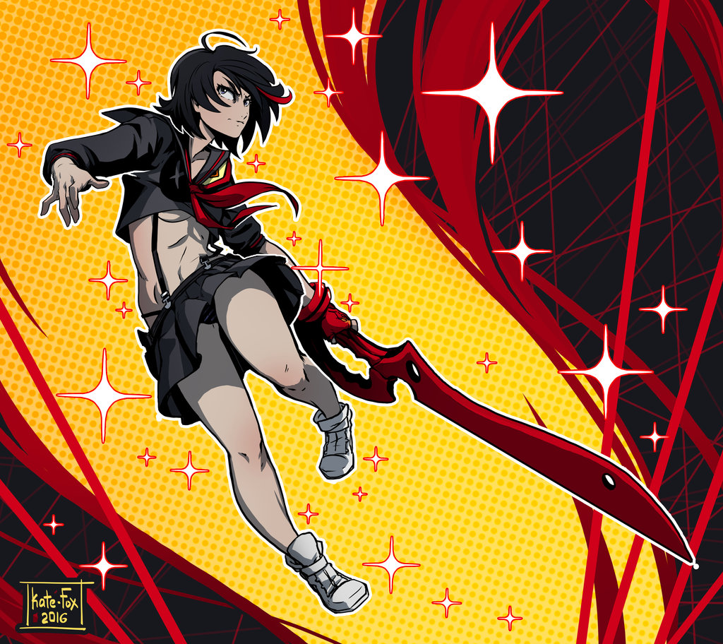 1girl, black_hair, black_panties, black_skirt, blue_eyes, breasts, full_body, junketsu