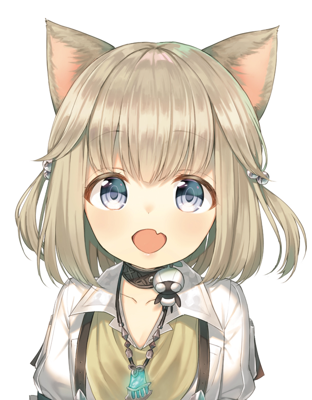 1girl, animal_ears, blonde_hair, blue_eyes, cat_ears, child, fang, final_fantasy