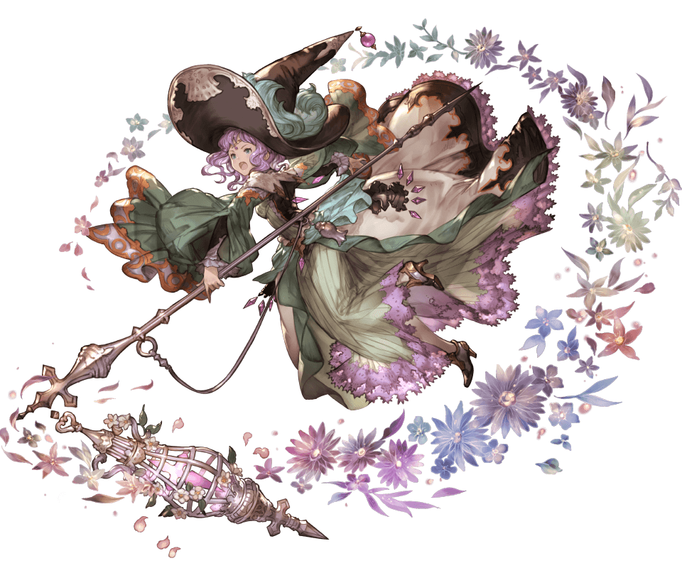 1girl, blue_eyes, detached_sleeves, dress, flower, full_body, gem, granblue_fantasy