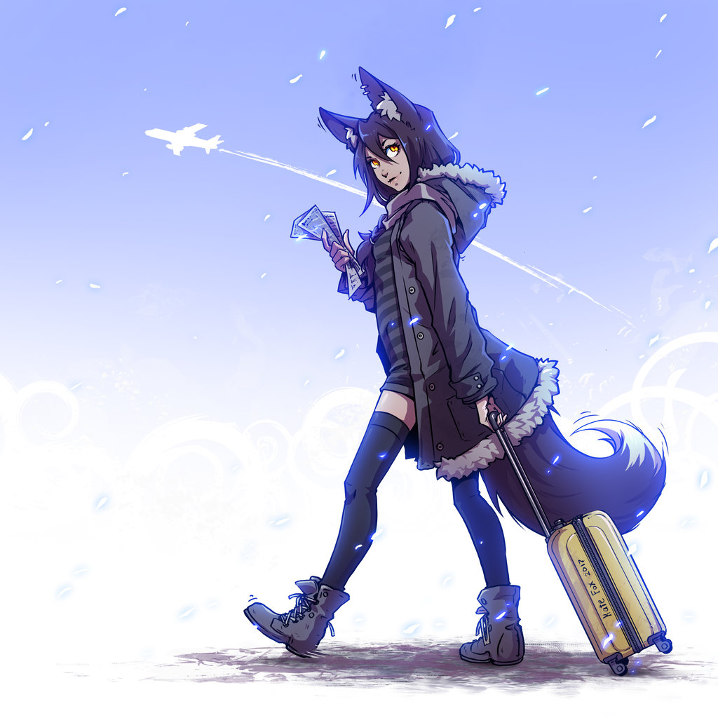 1girl, animal_ears, black_hair, black_legwear, boots, braid, coat, dark_skin