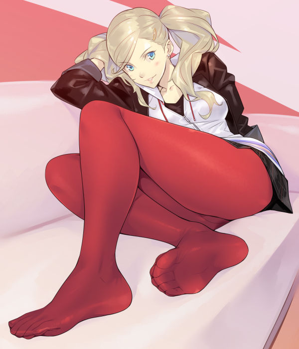 1girl, blonde_hair, blue_eyes, bubuzuke, earrings, feet, hair_ornament, hairclip