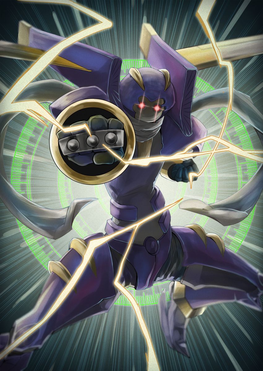 absurdres, duel_monster, highres, junk_warrior, mecha, monster, scarf, skates