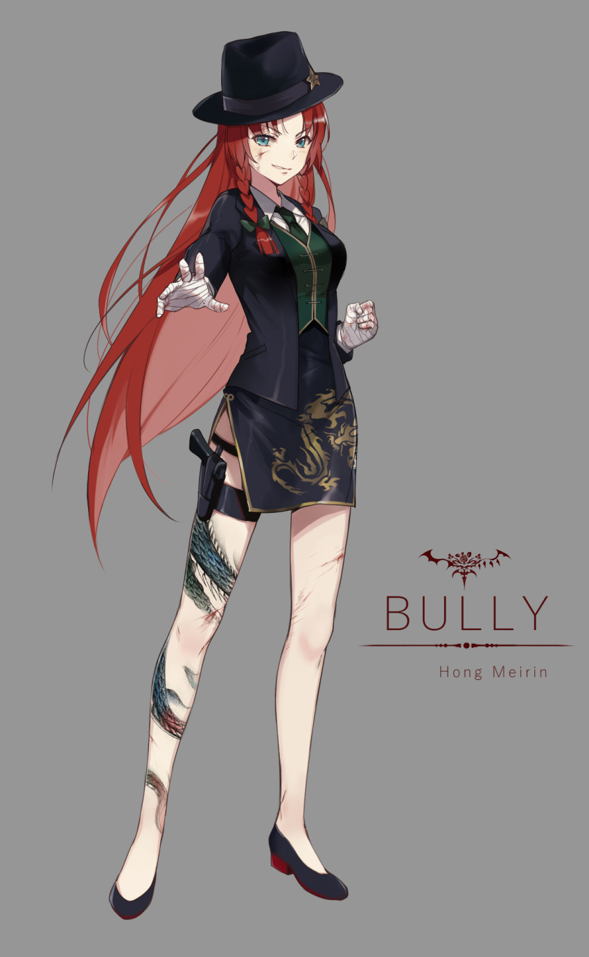 1girl, bandage, bandaged_hands, bangs, black_jacket, blue_eyes, braid, breasts