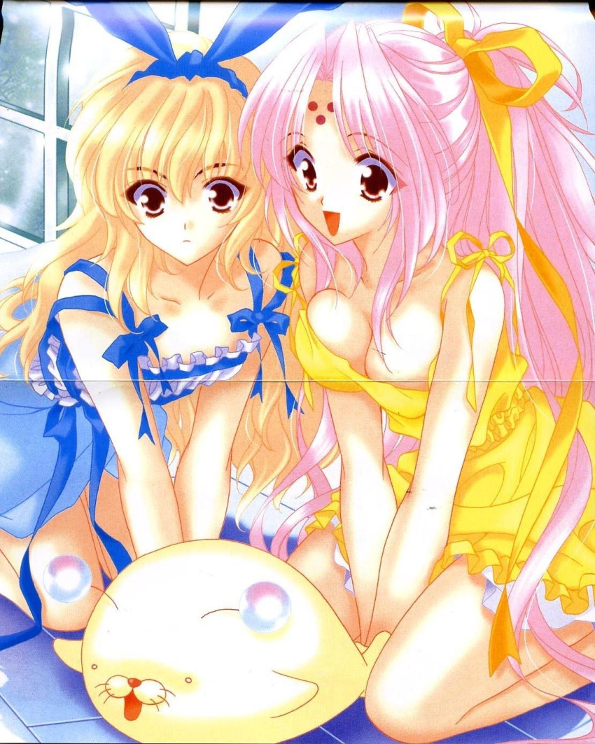blonde_hair, breasts, cleavage, crease, dress, ebi, fukuyama_lisa, girls_bravo