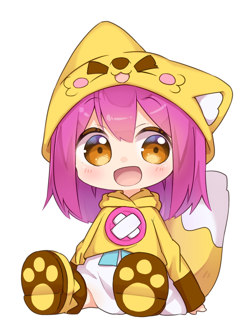 1girl, absurdres, blush, brown_eyes, fox_hat, fox_tail, highres, nipeira