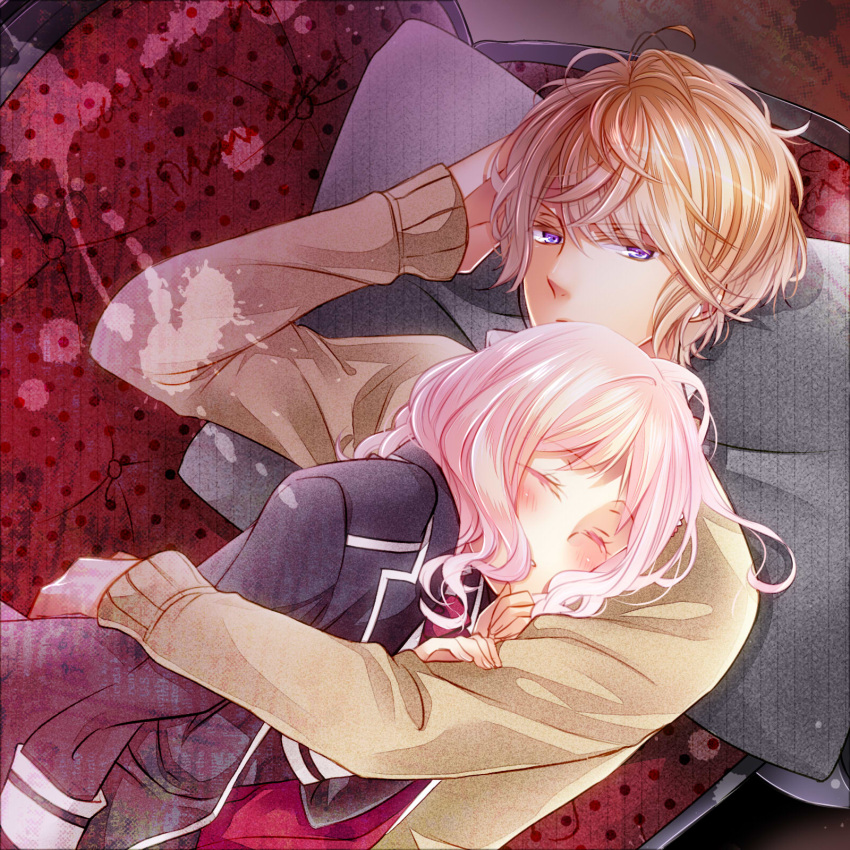blonde_hair, blue_eyes, diabolik_lovers, komori_yui, sakamaki_shuu, yamika