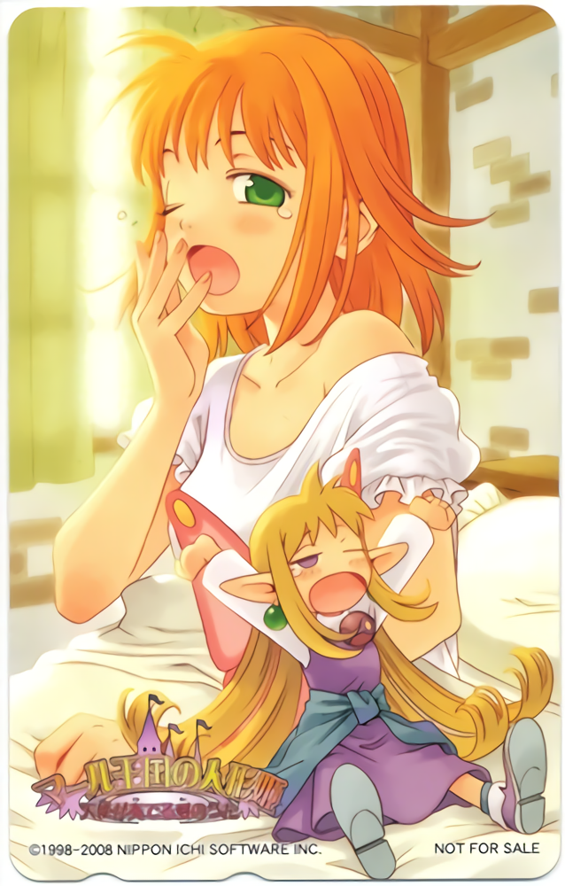 2girls, blonde_hair, cornet_espoir, earrings, fairy, green_eyes, jewelry, kururu_(rhapsody)