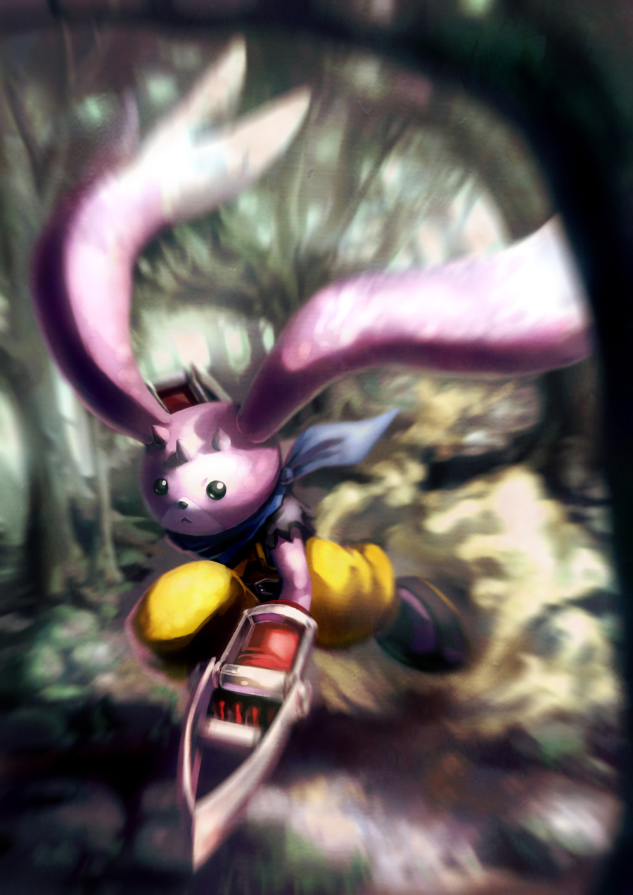 animal_ears, bandanna, digimon, digimon_(creature), digimon_xros_wars, gloves, gouxiong, highres