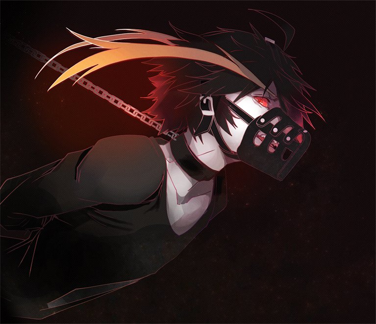 1boy, bdsm, bird, bondage, bound, chains, ice_scream, leash, muzzle, penguin, rock_(ice_scream), theuselesstoe