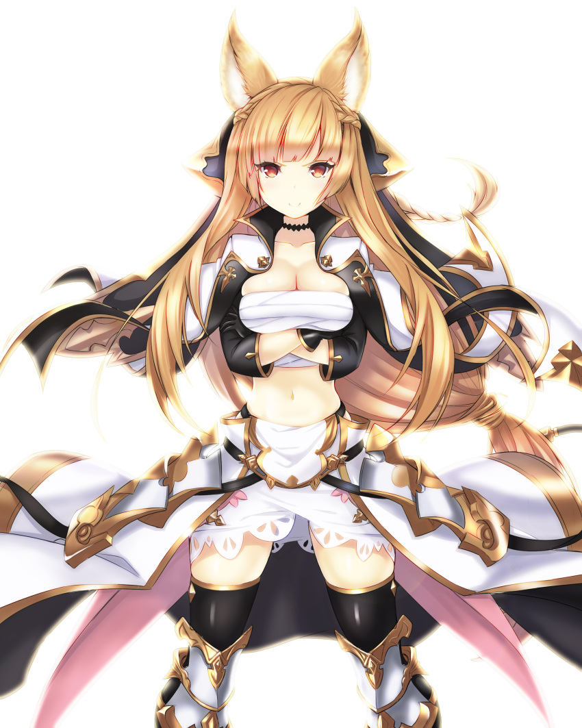1girl, absurdres, animal_ears, blonde_hair, braid, breasts, calzooone, character_request