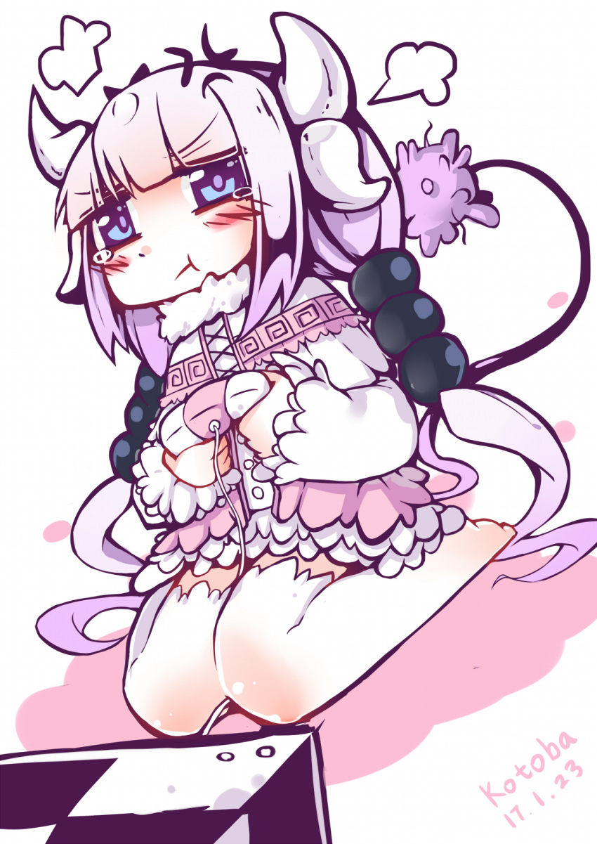anger_vein, bangs, beads, blue_eyes, capelet, child, commentary_request, controller