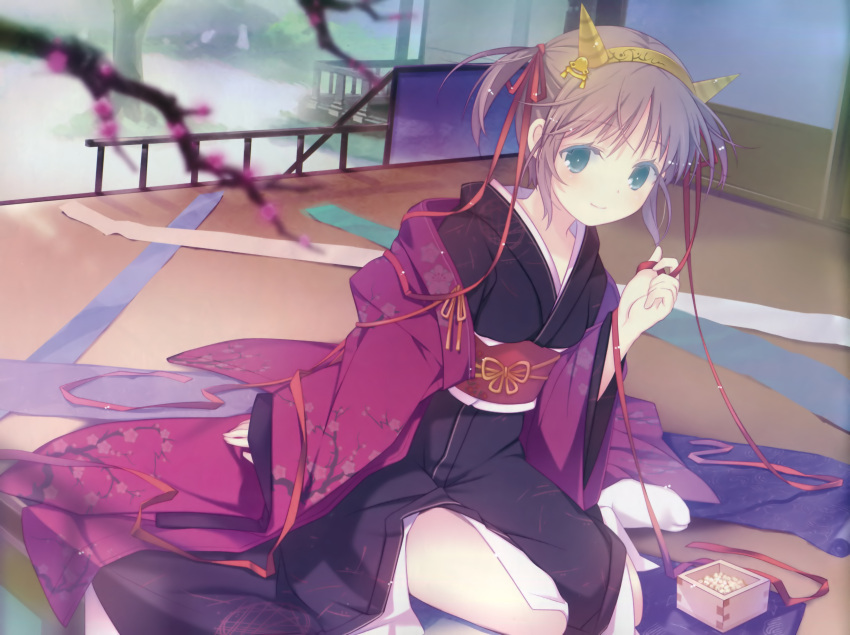 1girl, absurdres, asagiri_mai, august_soft, blue_eyes, brown_hair, closed_mouth, hair_ornament