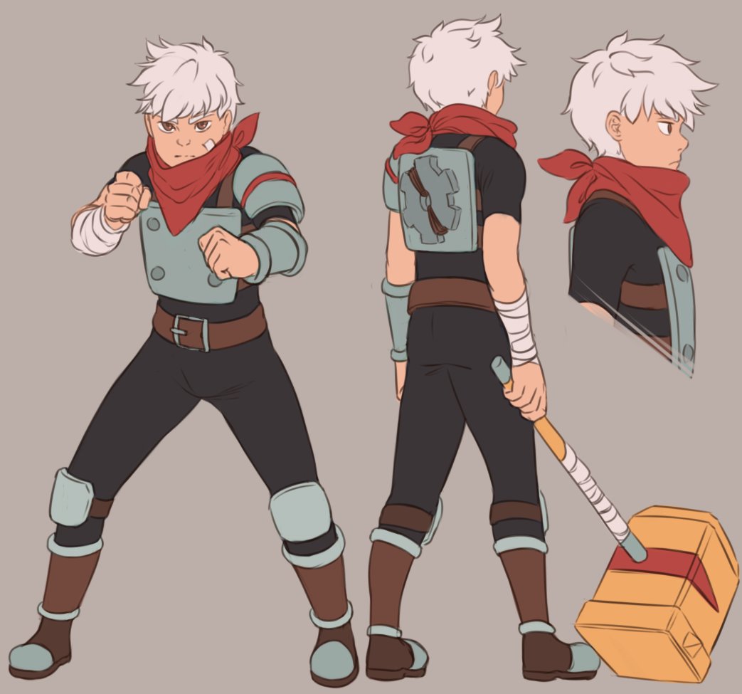 1boy, armor, bastion, belt, boots, bracer, brown_eyes, commentary