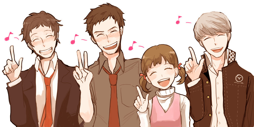 adachi_tohru, doujima_nanako, doujima_ryotaro, doujima_ryoutarou, musical_note, musical_notes, narukami_yuu, persona