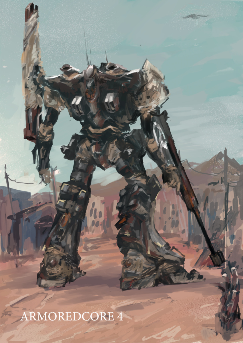 aircraft, airplane, antennae, armored_core, armored_core_4, character_request, desert, gun