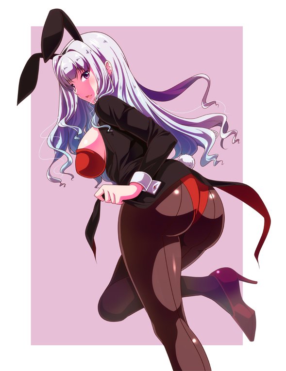 1girl, animal_ears, ass, breasts, bunny_girl, bunny_tail, bunnysuit, detached_collar