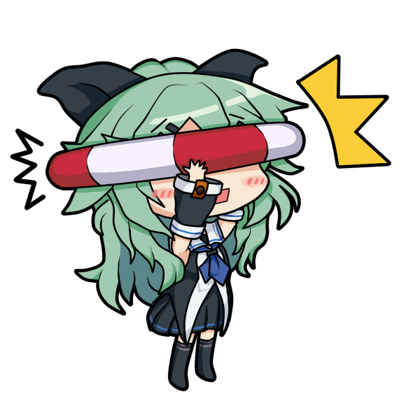 /\/\/\, 1girl, :>, bamomon, black_legwear, black_ribbon, chibi, commentary_request