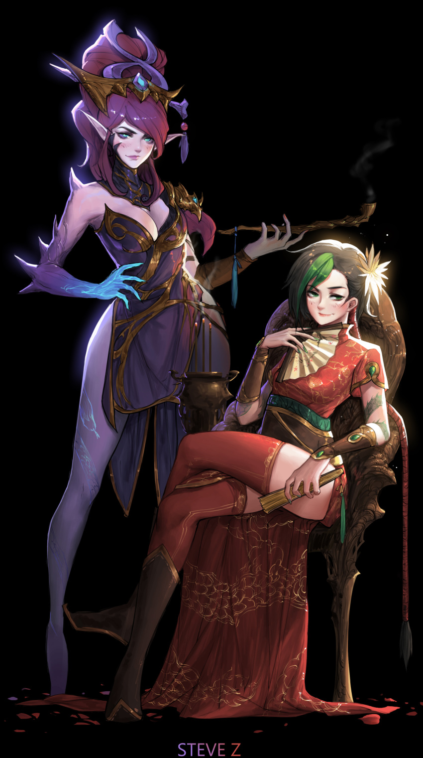 1girl, absurdres, alternate_costume, alternate_hair_color, alternate_hairstyle, arm_warmers, artist_name, bare_shoulders