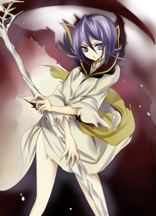 bleach, dark_rukia, hair_between_eyes, kuchiki_rukia, purple_eyes, purple_hair, sanshoku_amido, scythe