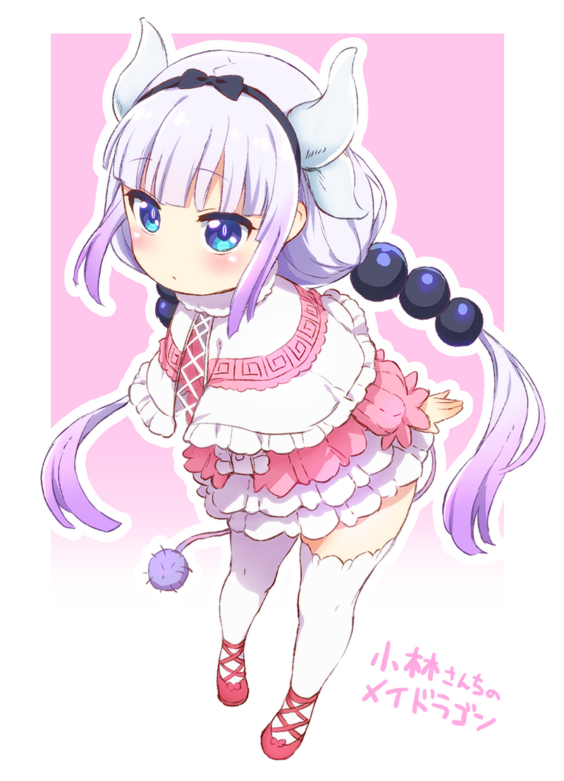 1girl, bangs, beads, blue_eyes, blunt_bangs, blush, capelet, dragon_girl
