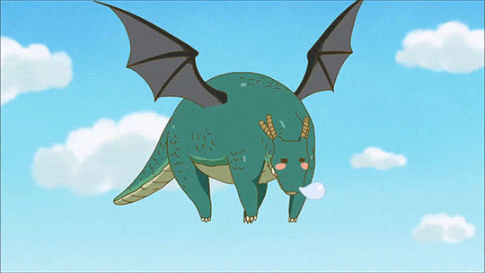 animated, animated_gif, blush, clouds, dragon, dragon_horns, dragon_wings, horns