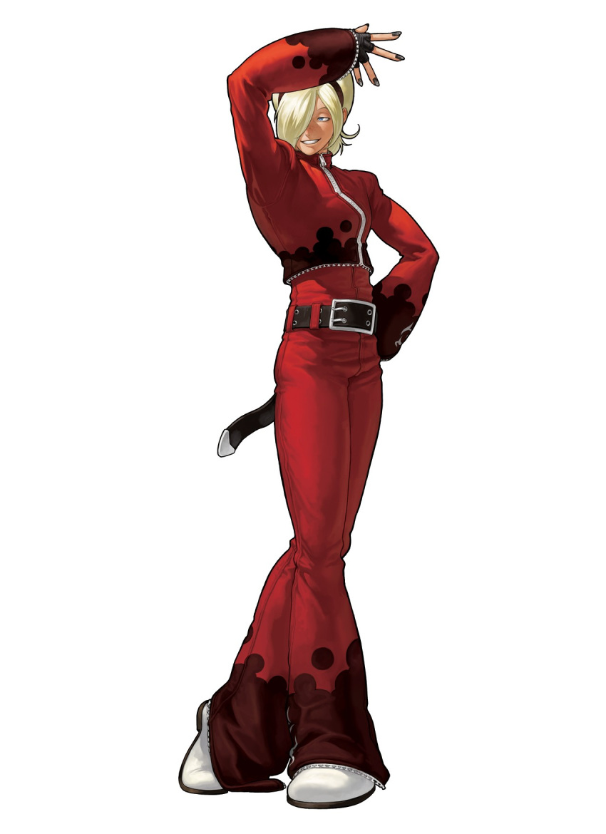 ash_crimson, belt, blonde_hair, crossdressing, eisuke_ogura, hair_over_one_eye, highres, king_of_fighters