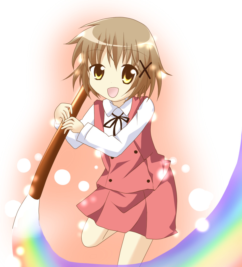 bad_id, brown_eyes, brown_hair, giant_brush, hidamari_sketch, highres, kaname_(pixiv85395), kaname_ihnk