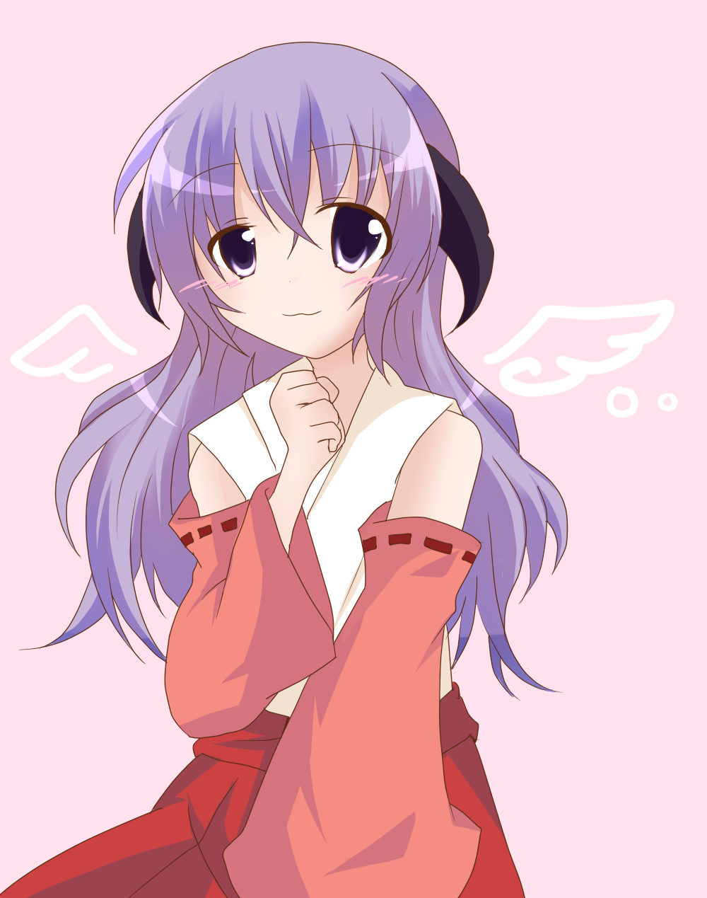 detached_sleeves, hanyuu, highres, higurashi_no_naku_koro_ni, horns, japanese_clothes, kaname_(pixiv85395), kaname_ihnk