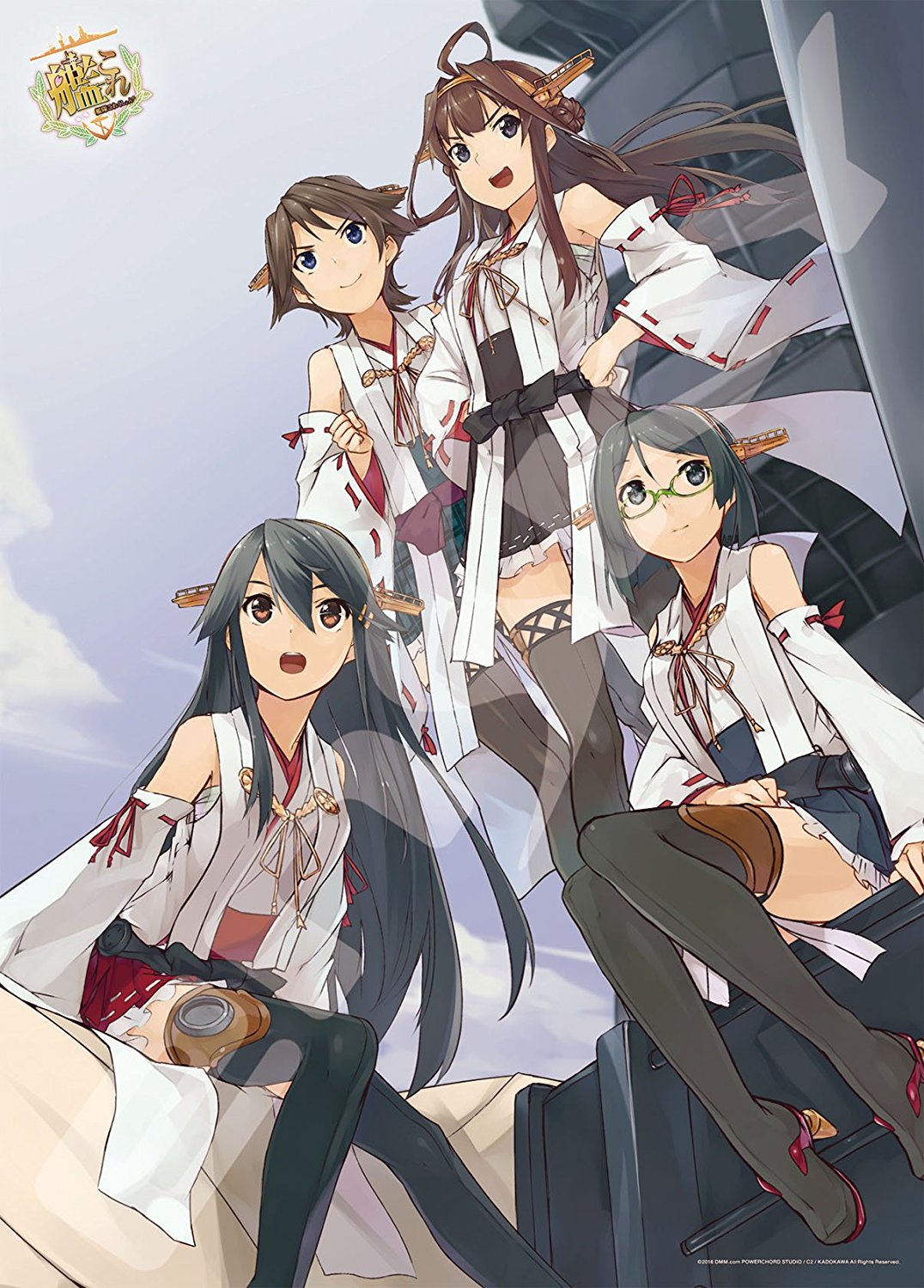 >:), >:d, 4girls, :d, ahoge, april, bangs, bare_shoulders