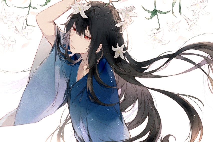 black_hair, ken_ga_kimi, red_eyes, sagihara_sakyou, tkhs_(artist)