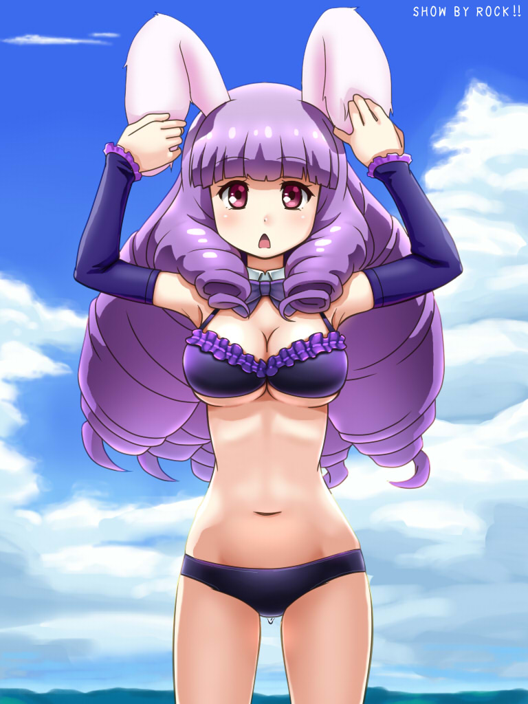 1girl, :<, animal_ears, awa, bangs, bikini, blunt_bangs, breasts