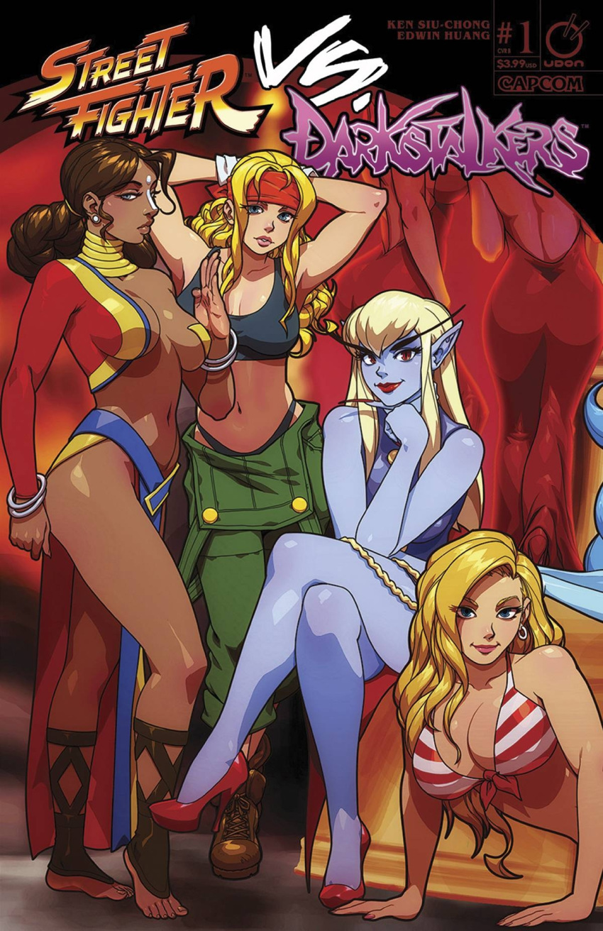 6+girls, alex_(street_fighter), armpits, arms_up, ass, asymmetrical_clothes, bangle, barefoot