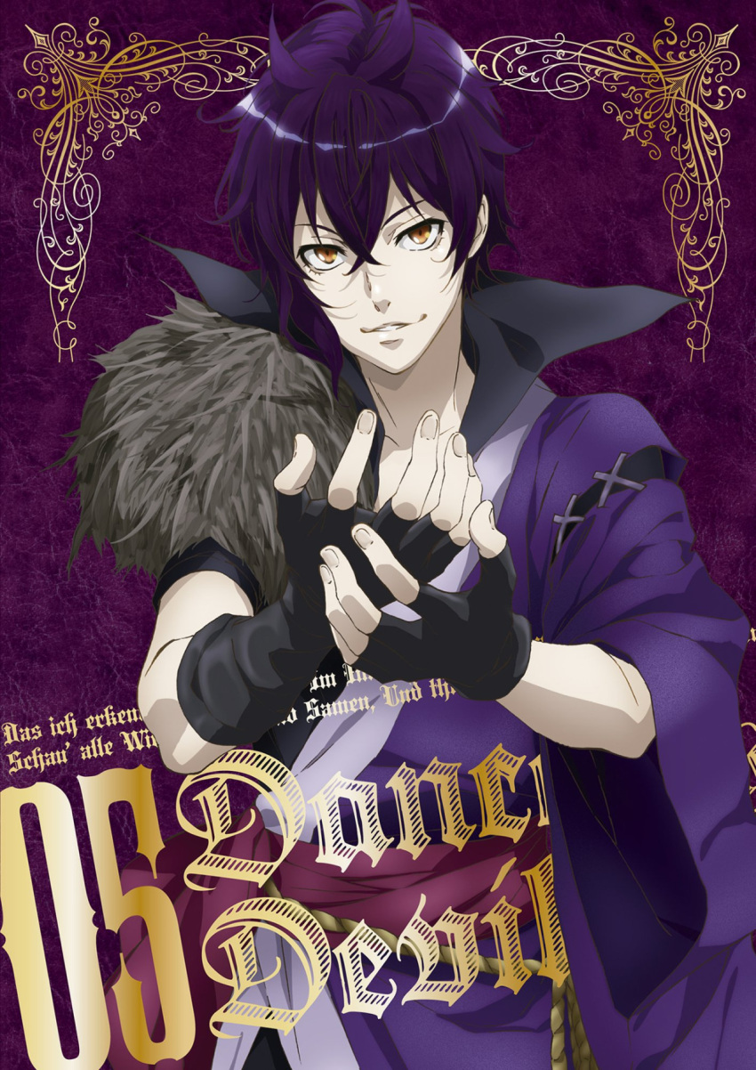 1boy, black_gloves, brown_eyes, dance_with_devils, fingerless_gloves, gloves, highres, looking_at_viewer