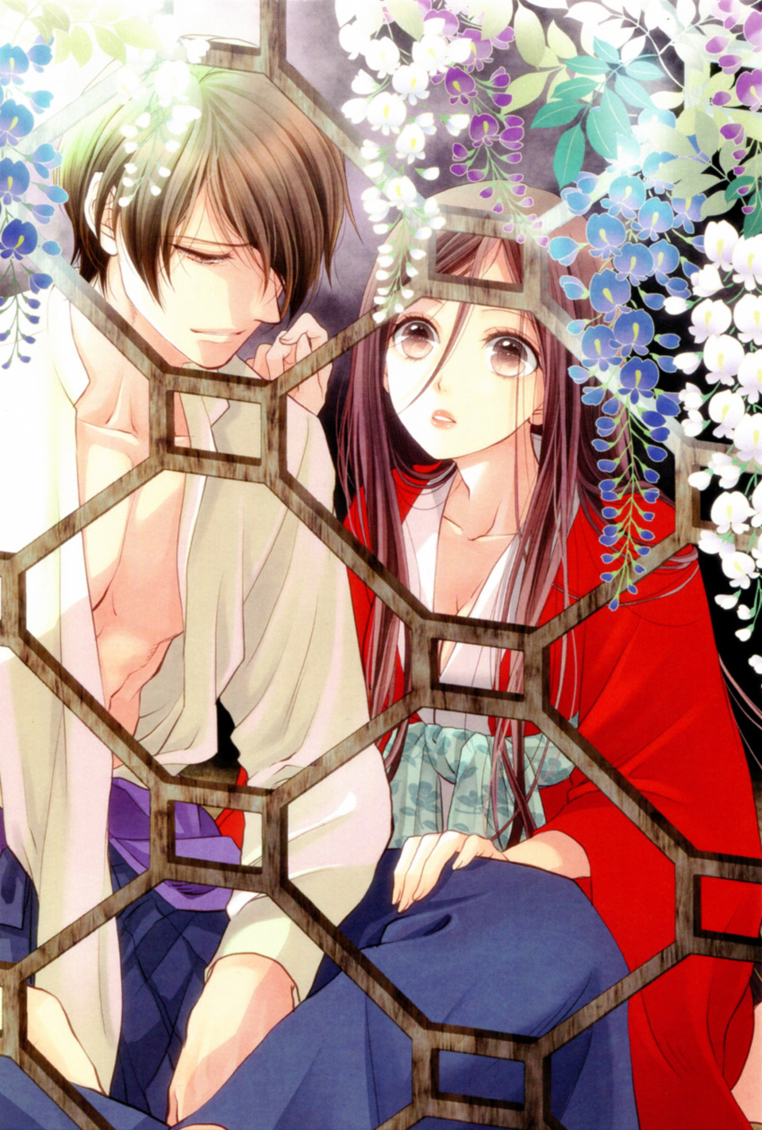 amano_chigiri, brown_eyes, brown_hair, chou_no_doku_hana_no_kusari, majima_yoshiki, nomiya_yuriko