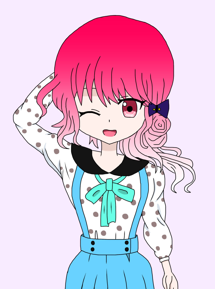 1girl, ashita_mi, bonjour_koiaji_patisserie, bow, dress, hairclip, haruno_sayuri, open_mouth