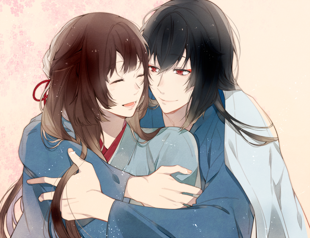 black_hair, kayo_(ken_ga_kimi), ken_ga_kimi, red_eyes, sagihara_sakyou, tkhs_(artist)