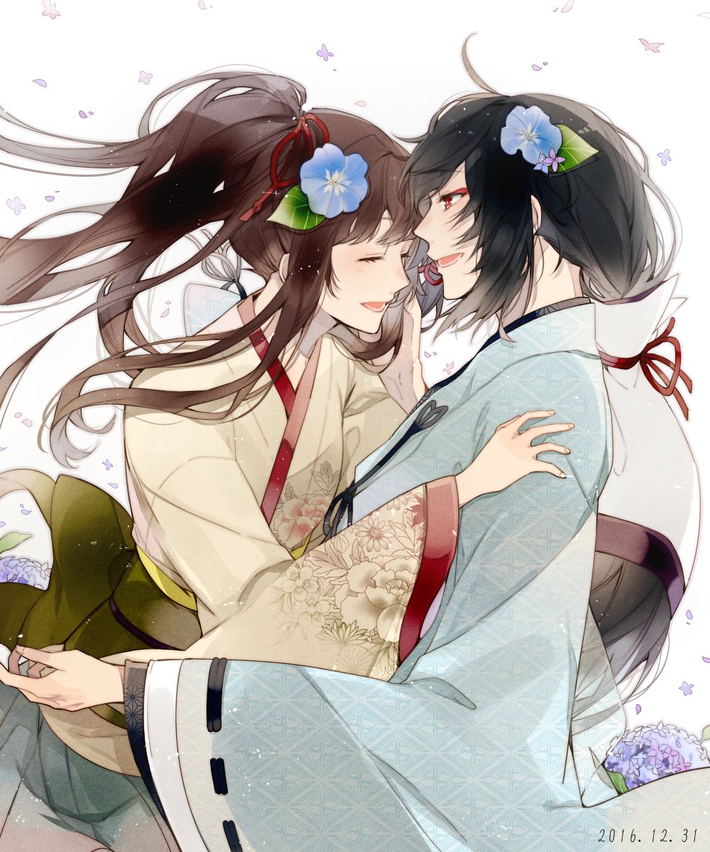 black_hair, kayo_(ken_ga_kimi), ken_ga_kimi, red_eyes, sagihara_sakyou, tkhs_(artist)