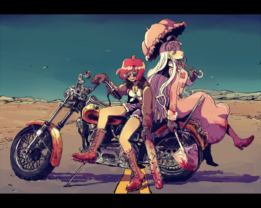 2girls, alternate_hair_color, america_(hetalia), axis_powers_hetalia, baseball_bat, black_gloves, blood, bloody_weapon