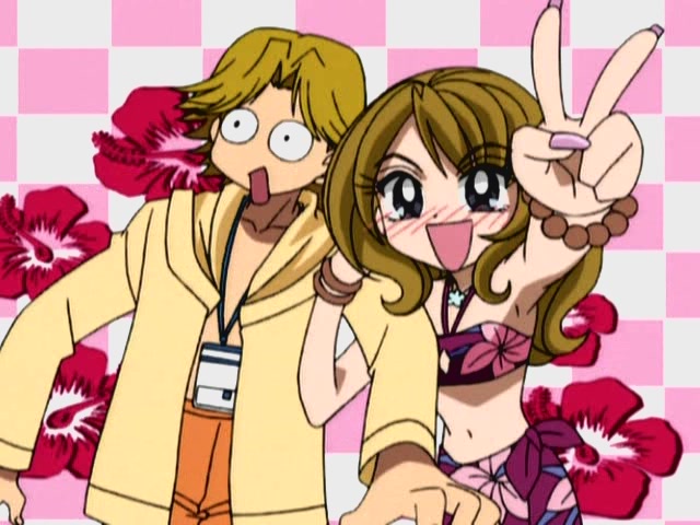 asou_yuuya, bikini, blush, cap, gals!, honda_mami, o_o, surprise