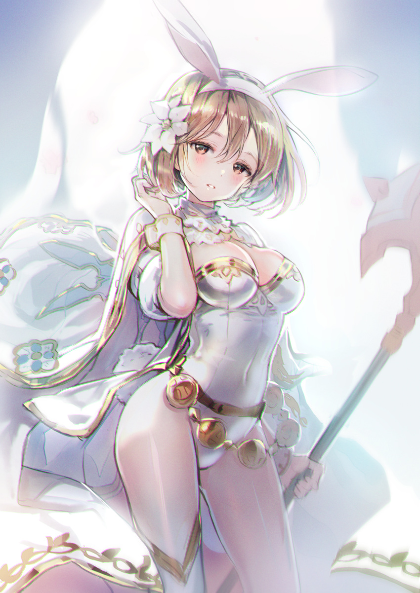 1girl, absurdres, alternate_costume, animal_ears, blonde_hair, brown_eyes, cape, djeeta_(granblue_fantasy)
