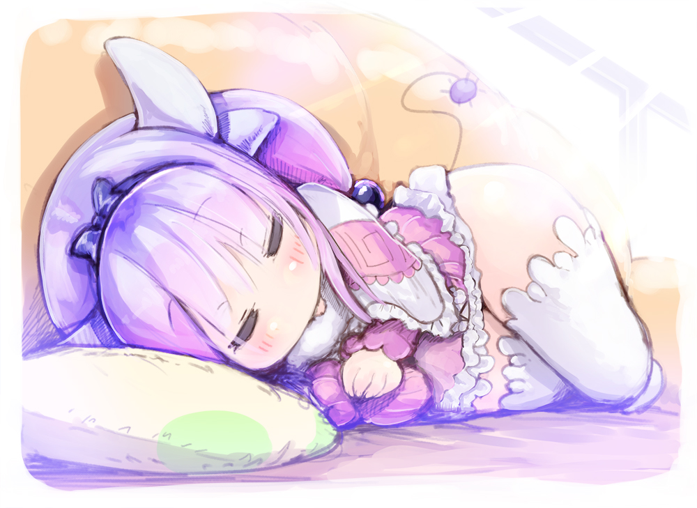 1girl, awa_(rosemarygarden), closed_eyes, dress, horns, kanna_kamui, kobayashi-san_chi_no_maidragon, long_hair