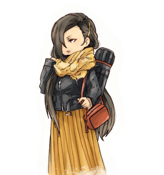 1girl, bag, brown_hair, fire_emblem, fire_emblem_if, hair_ornament, hair_over_one_eye, hairclip