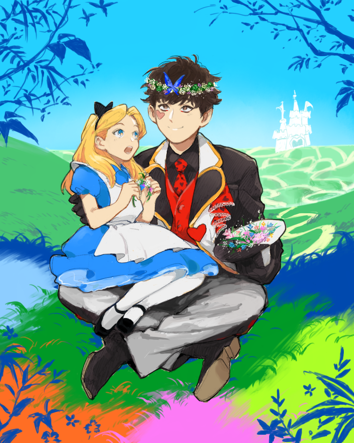 1boy, alice_(wonderland), alice_in_wonderland, apron, blonde_hair, disney, disneyland, hairband