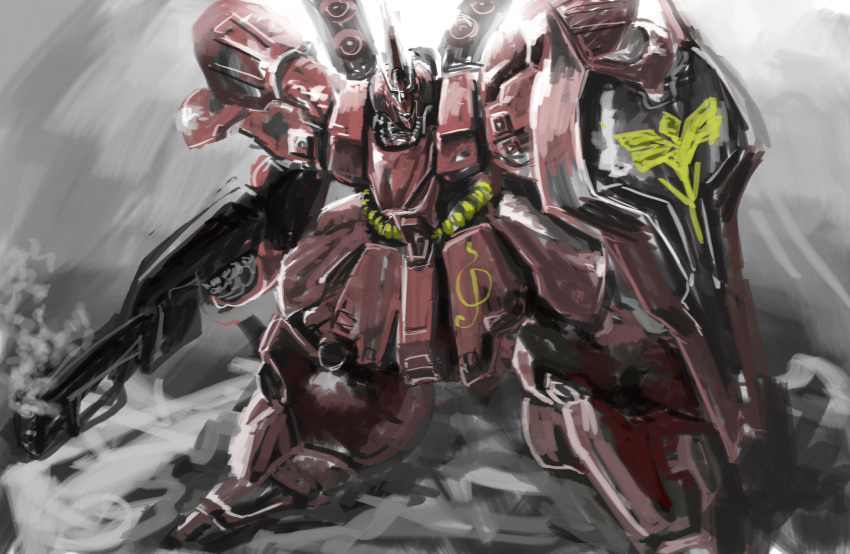 char's_counterattack, gun, gundam, highres, mecha, retsujin, retsujin_(pixiv40259), sazabi